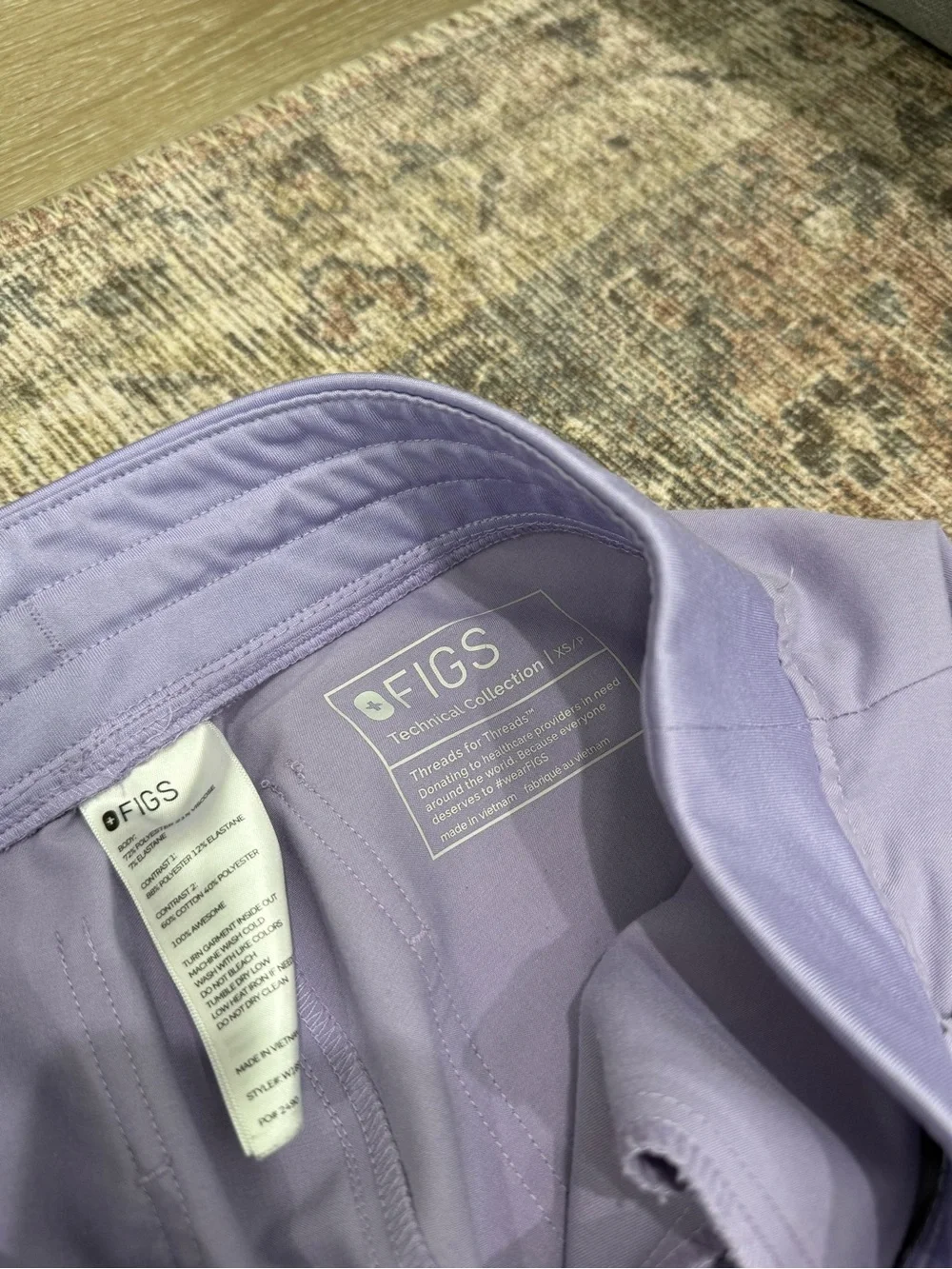 Figs Lavender V-neck Scrub Top and Pants